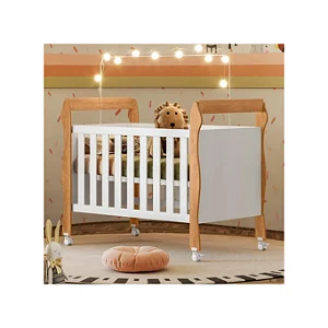 Berço Minicama Soninho Tigus Branco/Amadeirado + Colchão Baby Sleep 130x70x10