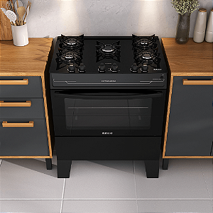 Fogão 5 Bocas Electra Glass Itatiaia Preto