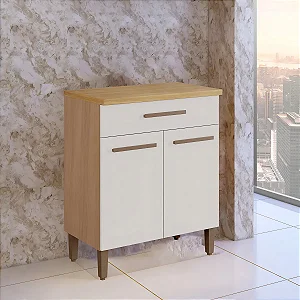 Balcão Londrina Master 2 Portas 1 Gaveta Arte Móveis Cinamomo/Off White