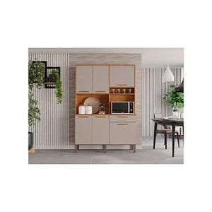 Armário de Cozinha Siena 06 Portas 01 Gaveta Salleto Cinamomo/Off White