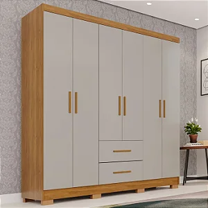 Roupeiro Estrela Premium 06 Portas Salleto Cinamomo/Off White