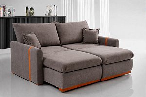 Sofá Evidence Nevada 1,00 Veludo Cinza Claro