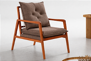 Poltrona Evidence Fiorela Linho Marrom