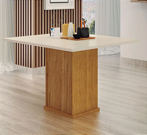 Mesa de Jantar Napoli 90x90 Leifer Cinamomo/ Off White