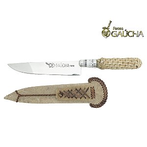 Faca Inox Revestida de Couro 5" Gaúcha