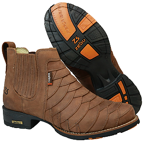 Botina Country Bico Redondo Couro Escamado (58040) Zebu