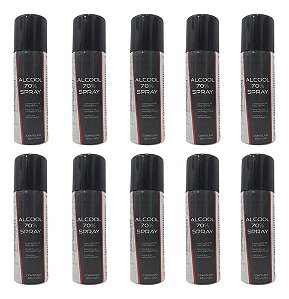 Kit 10x Álcool Spray 70% Antisséptico Com Hidratante 65ml