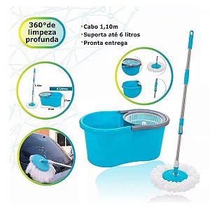 Balde Mop Flat Giratório Spin Limpeza Pesada 360 Esfregão