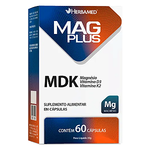 MagPlus MDK – Magnésio + D3 + K2 60 Cápsulas Herbamed