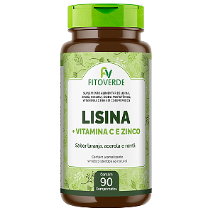 Lisina para Herpes 1000mg 90 Comprimidos Sbr Laranja e Acerola Fito Verde