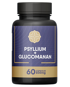 Psyllium + Glucomannan 600mg 60 Cápsulas Auxilia no Emagrecimento e Funcionamento Intestinal