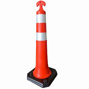 Cone balizador Sinalização viária de tráfego semi flexível com refletivo T-TOP