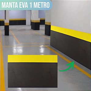 Proteção Borracha EVA Autocolante  Para Parede Garagem Estacionamento 1,00 X 0,65 - 15mm