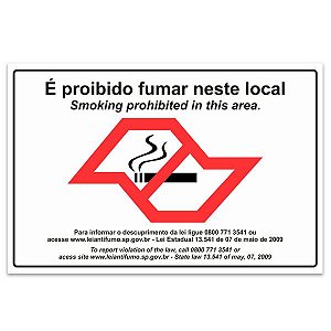 Placa Proibido Fumar Neste Local em PVC 2mm 20 x 15