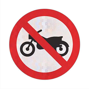 Placa Proibido Trânsito de Motocicletas, Motonetas e Ciclomotores R-37