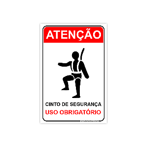 Placa Uso Obrigatório de Cinto de Segurança - 20x30