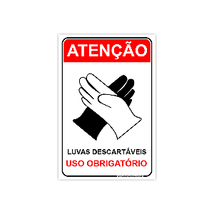 Placa Uso Obrigatório de Luvas - 20x30