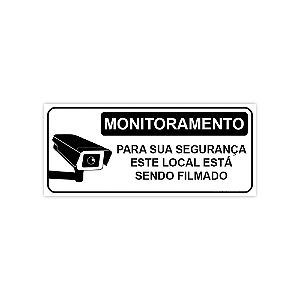 Placa Monitoramento no Local 30x13 cm