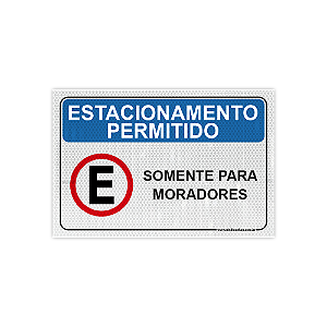 Placa Estacionamento Permitido Somente Para Moradores – 30x20 cm