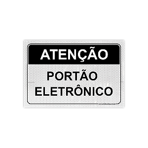 Placa – Atenção: Portão Eletrônico – 30x20 cm
