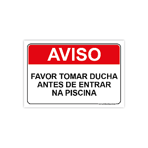 Placa – Aviso: Favor Tomar Banho Antes de Entrar na Piscina – 30x20 cm