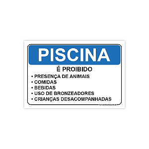 Placa Piscina – É Proibido – 30x20 cm
