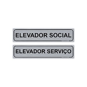 Placas Elevador Serviço e Social - PVC com Adesivo Escovado - 30x6,5 cm