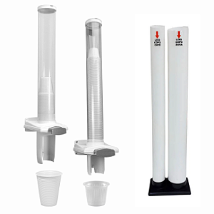 Kit Dispenser Para Copos De Água e Café e Lixeira