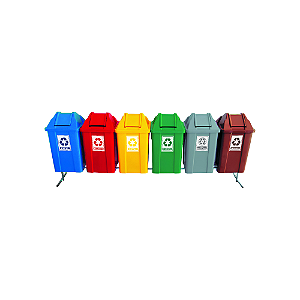 Conjunto para Coleta Seletiva – 6 Lixeiras de 100L JSN