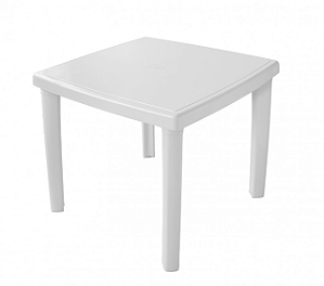 Mesa Quadrada 4 Lugares com Pés Plásticos – Branco | JSN