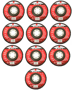 kit 10 Discos De Desbaste Tipo Flap 115 x 22 mm Grão 120 MTX