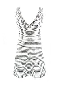 Vestido Bodrum Listrado Preto