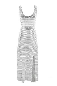 Vestido Astera Listrado Preto
