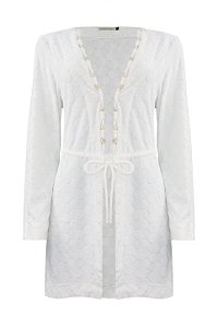 Blusa Comporta Pois Off White Terry