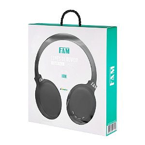 Fone de Ouvido sem fio, Bluetooth 5.0, IOS/Android, marca FAM, modelo A062.