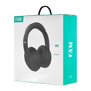 Fone de Ouvido sem fio, Bluetooth 5.0, IOS/Android, marca FAM, modelo A067.