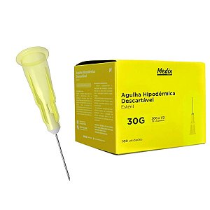 Agulha Descartável 13x0,30mm (30g) C/100 Unidades - MEDIX