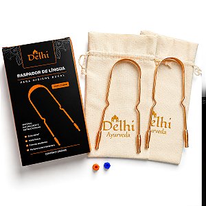 Kit 2 Raspadores De Língua 100% Cobre Delhi Ayurveda