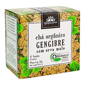 Chá Orgânico Gengibre C/ Erva Mate 10 Sachês Kampo De Ervas