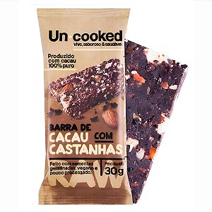 Barra Cacau 100% E Castanhas 30g Ucooked 100% Natu S/açúcar