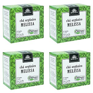 Kit 4x Chá Orgânico Melissa Folhas 10 Sachês Kampo De Ervas