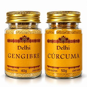 Kit Cúrcuma 50g e Gengibre 40g Em Pó 100% Puro Delhi