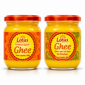 Kit 1 Manteiga Ghee 200g e 1 Ghee com Sal 200g Lotus