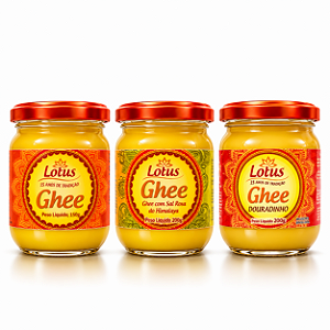 Kit Ghee 1 Tradicional 1 Sal Rosa 1 Douradinho 200g Lotus