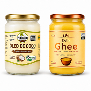 Kit 1 Óleo de Coco Orgânico 500ml 1 Manteiga Ghee Delhi 500g