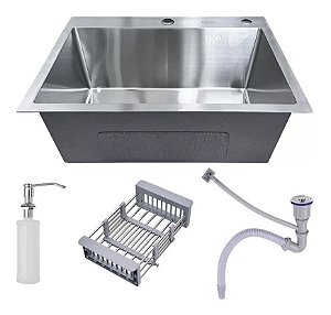 Cuba Pia Inox Quadrada Cozinha Gourmet 60cm Com Acessórios