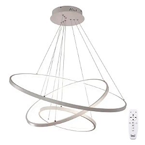 Lustre Led Moderno Pendente Anéis 3 Arco Aro Prata