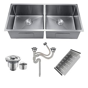 Cuba Dupla Inox Quadrada Cozinha Pia Gourmet Prata 75x41