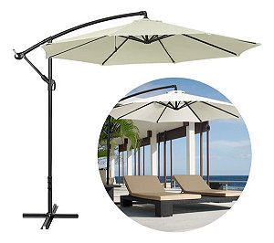 Ombrelone Guarda Sol De Praia Jardim Lateral 3 Metros Cinza Claro
