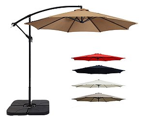 Ombrelone Guarda Sol Praia Jardim Lateral 3m Bege Com Base